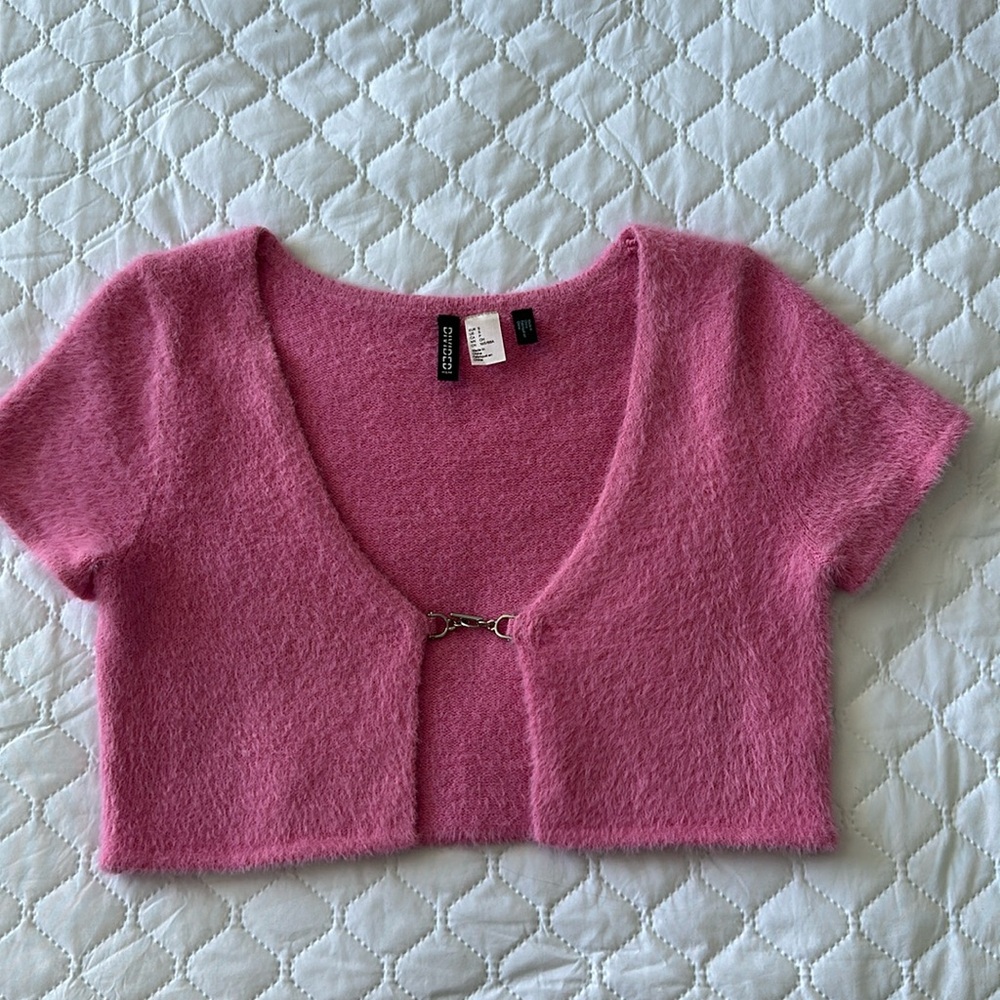 Pink cutout crop top or cardigan